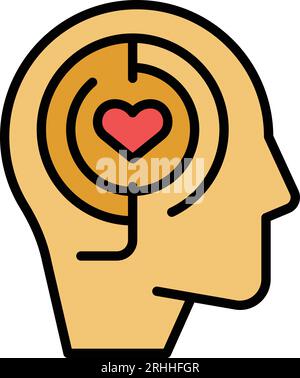 Emotional intelligence icon outline vector. Mental brain. Emotion health color flat Stock Vector
