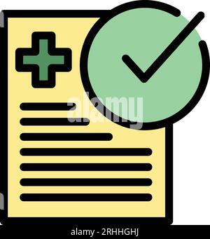 Approved pass icon outline vector. Vaccine covid. Passport health color flat Stock Vector