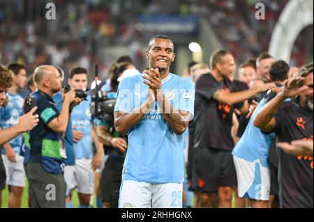 Piraeus, Lombardy, Greece. 17th Aug, 2023. 25 MANUEL AKANJI of Manchester City after winning the UEFA Super Cup match between Manchester City and Sevilla FC at Georgios Karaiskakis Stadium on August 16, 2023, in Piraeus, Greece. (Credit Image: © Stefanos Kyriazis/ZUMA Press Wire) EDITORIAL USAGE ONLY! Not for Commercial USAGE! Stock Photo