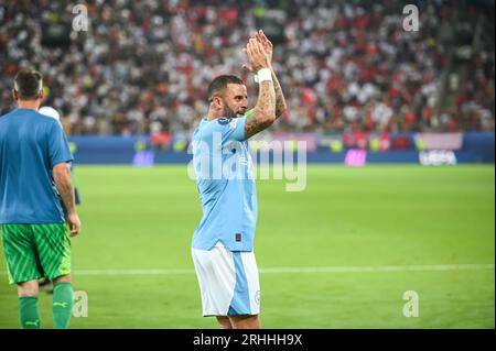 Piraeus, Lombardy, Greece. 17th Aug, 2023. 2 KYLE WALKER of Manchester City after winning the UEFA Super Cup match between Manchester City and Sevilla FC at Georgios Karaiskakis Stadium on August 16, 2023, in Piraeus, Greece. (Credit Image: © Stefanos Kyriazis/ZUMA Press Wire) EDITORIAL USAGE ONLY! Not for Commercial USAGE! Stock Photo