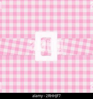 Pink checkered pattern for clothes with a white belt. Pattern for doll dress. Vector graphic texture for dress, cloth fashion fabric print. Stock Vector