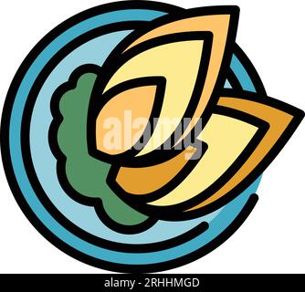 Sea food icon outline vector. Australian cuisine. Dish dinner color flat Stock Vector