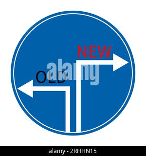 Old way vs new way arrows sign. Vector illustration isolated on white background Stock Vector