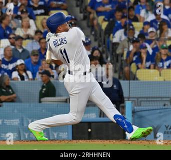 Los Angeles Dodgers' Miguel Rojas (11) stands at first base during a  baseball game against the New York Yankees in Los Angeles, Saturday, June  3, 2023. (AP Photo/Ashley Landis Stock Photo - Alamy