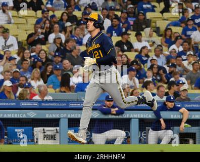 Milwaukee Brewers' Mark Canha hits a grand slam during the eighth inning of  a baseball game against the Washington Nationals, Saturday, Sept. 16, 2023,  in Milwaukee. (AP Photo/Aaron Gash Stock Photo - Alamy