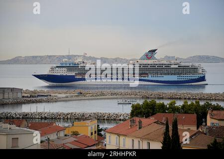 Marseille, France. 17th Aug, 2023. The passenger cruise ship Marella Voyager, formerly Mein Schiff Herz, arrives at the French Mediterranean port of Marseille. (Photo by Gerard Bottino/SOPA Images/Sipa USA) Credit: Sipa USA/Alamy Live News Stock Photo