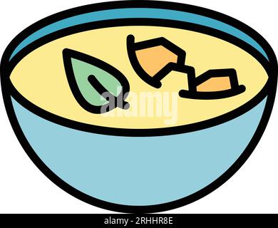 Vegan soup icon outline vector. Food cuisine. Arabian dish color flat Stock Vector