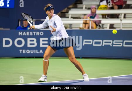 Liudmila Samsonova of Russia in action during the first round of the 2023 Western & Southern Open, WTA 1000 tennis tournament on August 15, 2023 in Cincinnati, United States Stock Photo