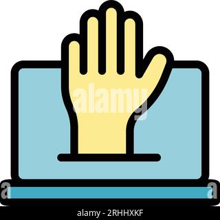 Laptop online vote icon outline vector. Election mobile. Politics internet color flat Stock Vector