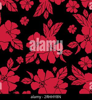 Seamless pattern hand draw black ink, Black and white line art floral ...