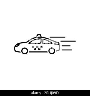 Taxi icon in trendy flat design. Car linear icon. Taxi. Thin line illustration. Automobile. Contour symbol. Vector isolated outline drawing. Editable Stock Vector