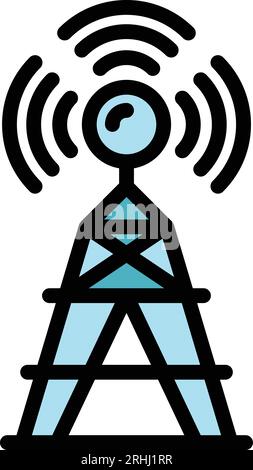 Radio tower icon outline vector. Space alien. Monster ufo color flat Stock Vector