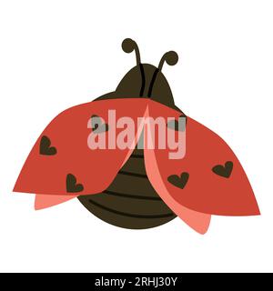 Love ladybug with hearts cartoon vector icon Stock Vector