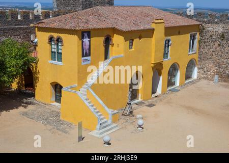 Beja, Portugal - Jul 27th, 2023: Governors Residence now hosting Jorge Vieira museum. Beja Castle, Baixo Alentejo, Portugal Stock Photo