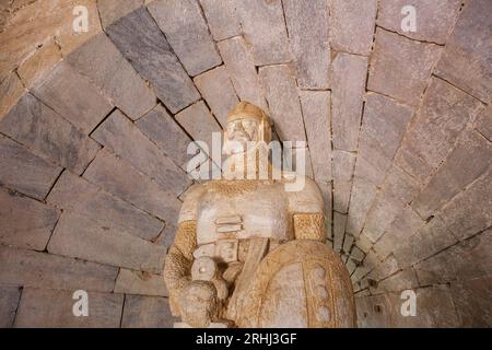 Beja, Portugal - Jul 27th, 2023: Statue of Goncalo Mendes da Maia, Beja Castle. Most emblematic monument of the city Stock Photo