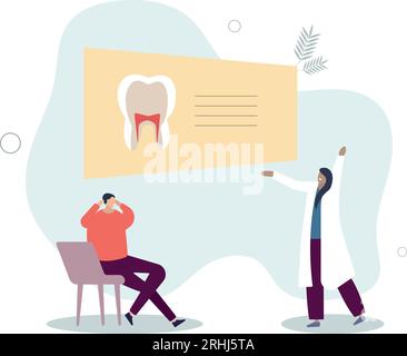 Dentists conference vector illustration. Doctor speaking before audience, students in classroom. . Stock Vector