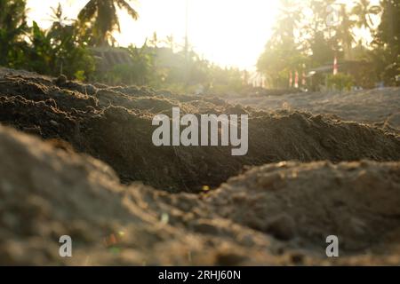 Loose soil before planting vegetables, agriculture Stock Photo