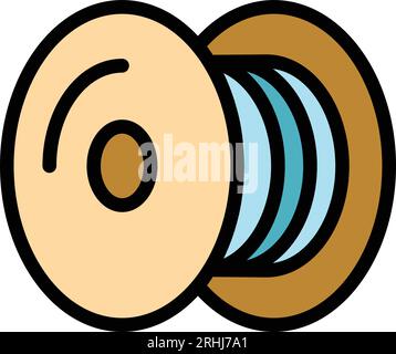 Fiber bobbin icon outline vector. Optic cable. Internet network color flat Stock Vector