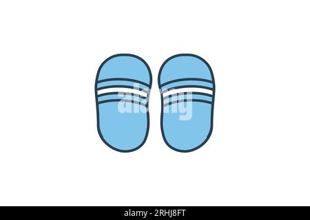 Flip flops Icon. Icon related to clothes icon set. flat line icon style. Simple vector design editable Stock Vector