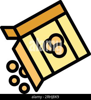 Cereal balls icon outline vector. Breakfast bowl. Corn box color flat Stock Vector
