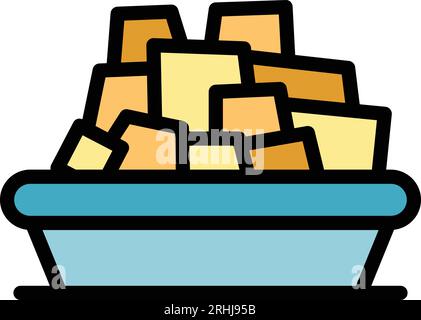 Organic cereal icon outline vector. Breakfast bowl. Corn box color flat Stock Vector