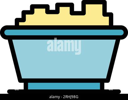 Farm breakfast icon outline vector. Cereal bowl. Corn box color flat Stock Vector