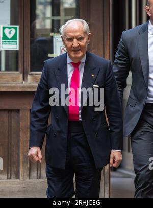 London, United Kingdom. August 17  2023. British billionaire Sir Frederick Barclay is seen arriving at Royal Courts of Justice to stand trial over failing to pay divorce settlement money to former wife..Credit: Tayfun Salci / Alamy Live News Stock Photo