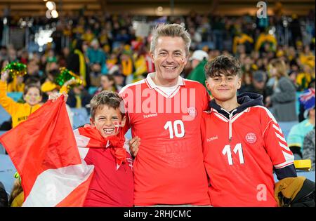 August 07 2023: . Danish fans during a FiFA Womens World Cup Roudn of sixteen game, Australia versus Denmark, at Emirates stadium, Sydney, Australia. Kim Price/CSM (Credit Image: © Kim Price/Cal Sport Media) Stock Photo