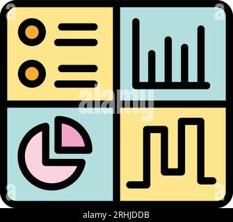 Graph table icon outline vector. Business team. Productive job color flat Stock Vector