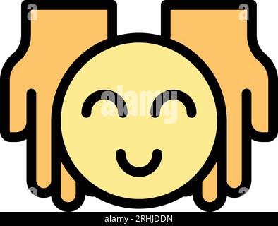 Keep positive icon outline vector. Mental calm. Mind energy color flat Stock Vector
