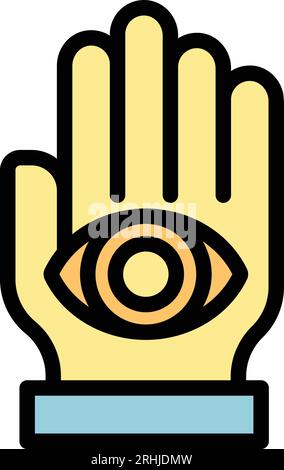 Keep open eye icon outline vector. Mind health. Body exercise color flat Stock Vector