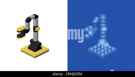 Concept with robot hand in isometric style for print and design. Vector illustration. Stock Vector