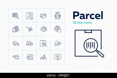 Parcel icons. Set of line icons Stock Vector