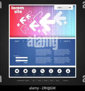 Website Template with Arrows Header Design - Business Concept Stock Vector
