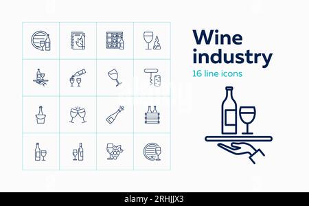 Wine industry icons Stock Vector