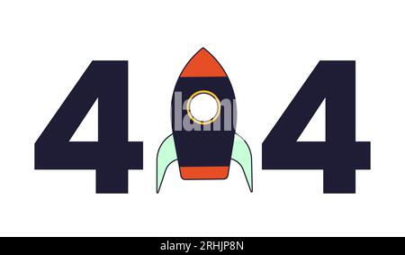 Rocket error 404 flash message Stock Vector