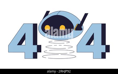 Robot head on spring error 404 flash message Stock Vector