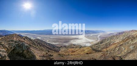 Panoramic picture over Death Valley from Dantes viewpoint Stock Photo