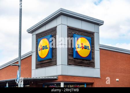 The Lidl supermarket at Finchfield in Wolverhampton, UK with it's ...