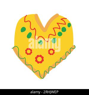 mexican poncho icon isolated flat on yellow color Stock Vector