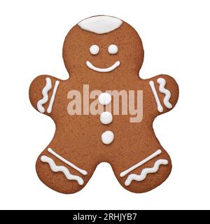 Hand painted gingerbread man cookie, cut out, isolated Stock Photo