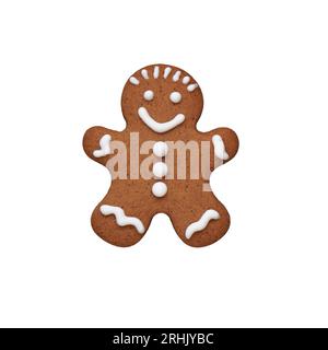 Hand painted gingerbread man cookie, cut out, isolated Stock Photo