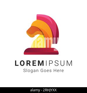 Horse Knight Logo Design Chess Horse Logotype Power Symbol Stock Vector