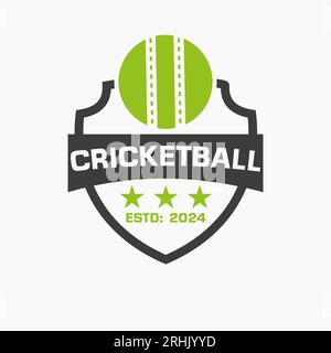 Cricket Logo Concept With Shield and Crickettball Symbol Stock Vector