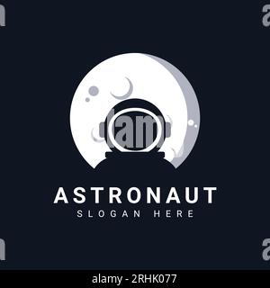 Astronaut Moon Logo Design Moon Landing Logotype Stock Vector
