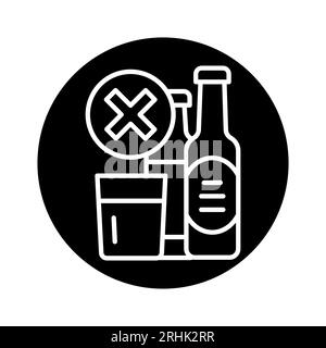 Forbidden alcohol drinks color line icon. Isolated vector element. Outline pictogram for web page, mobile app, promo Stock Vector