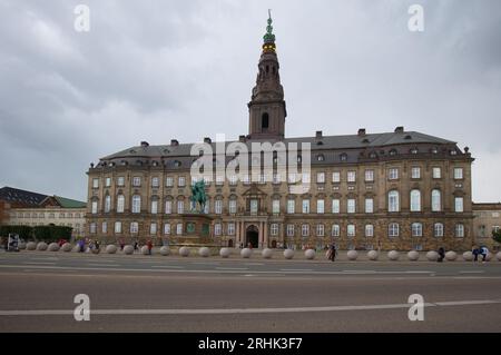 Christiansborg Palace is the seat of the Danish Parliament, the Danish Prime Minister's Office and the Supreme Court of Denmark. Stock Photo