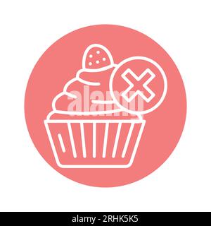 Forbidden food color line icon. Isolated vector element. Outline pictogram for web page, mobile app, promo Stock Vector
