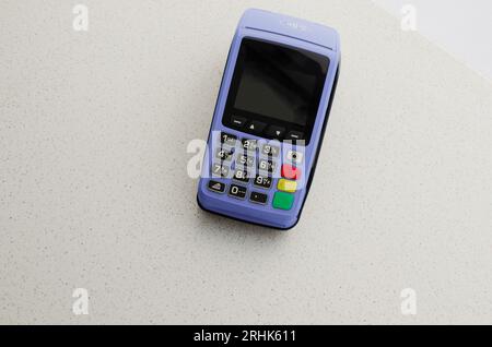 Close-up of a contactless credit card payment device, facilitating fast and secure transactions. Contactless bringing practicality and agility in face Stock Photo