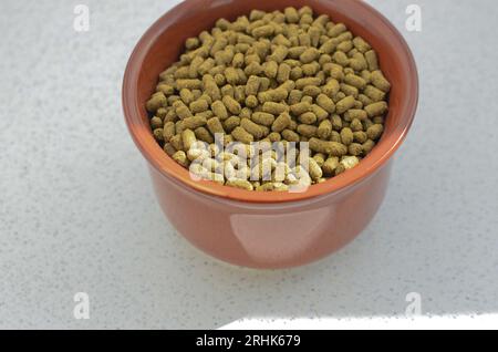 Pet food, special food for pet rodents, transmitting food care and well-being to your furry friend. Nutritious and balanced food for pet rodents, prov Stock Photo